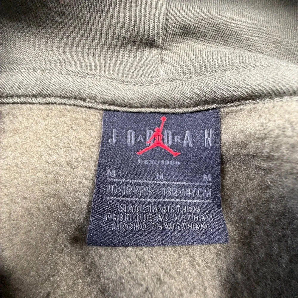 Jordan Kids Medium 10-12 Camo‎ Pullover Hoodie Green Brown Jumpman Logo Fleece